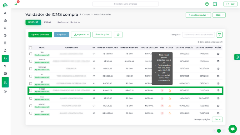 Módulo de Validação de ICMS-ST: Identificação de inconsistências