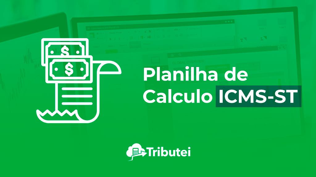 Esta imagem promove a Planilha de Cálculo ICMS-ST da Tributei, uma ferramenta vital para empresas que precisam lidar com a Substituição Tributária. O ícone das notas de dinheiro e do documento fiscal ressalta a complexidade e a importância dos cálculos fiscais. A planilha de ICMS-ST é projetada para ajudar empreendedores e contadores a apurar corretamente este imposto, garantindo a conformidade com a legislação e evitando problemas fiscais.