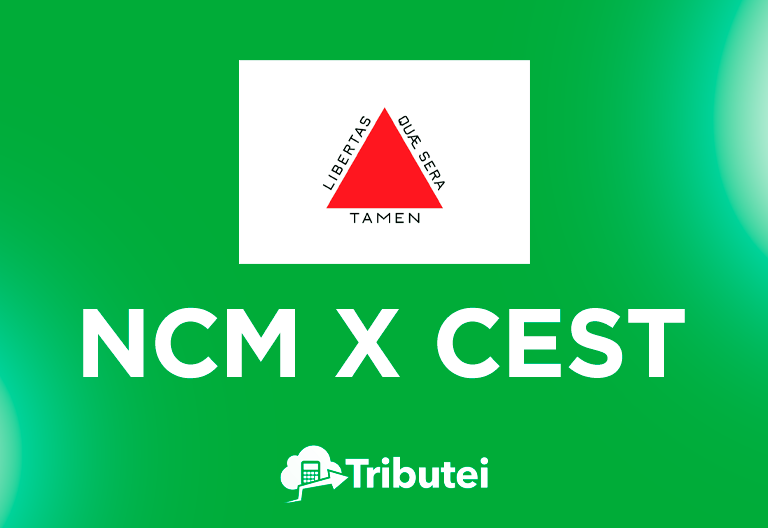 Bandeira do estado de Minas Gerais sobre um fundo verde. Texto branco 