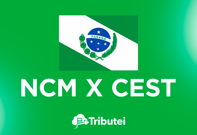 Bandeira do estado do Paraná sobre um fundo verde. Texto branco 