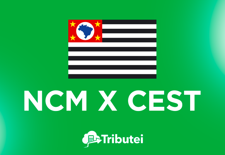 Bandeira do estado de São Paulo sobre um fundo verde vibrante. Texto abaixo em branco: 